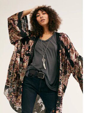 Free People Guest List Burnout Velvet Kimono Duster (Sold Out/Rare)